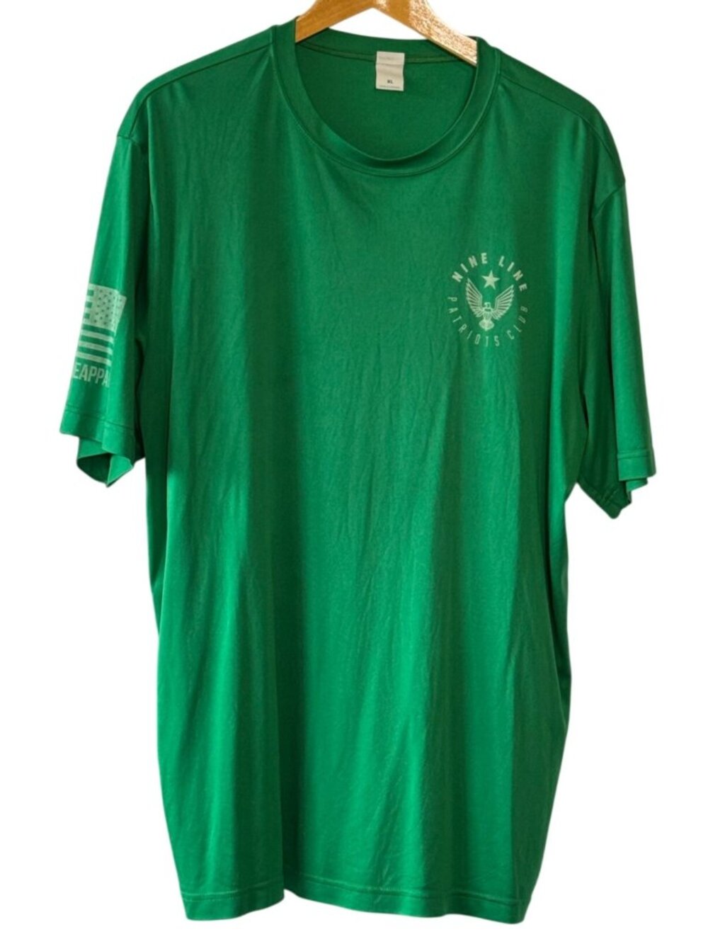 Nine Line Mens Green T-Shirt Patriots Club Design XL Sport Tek Polyester